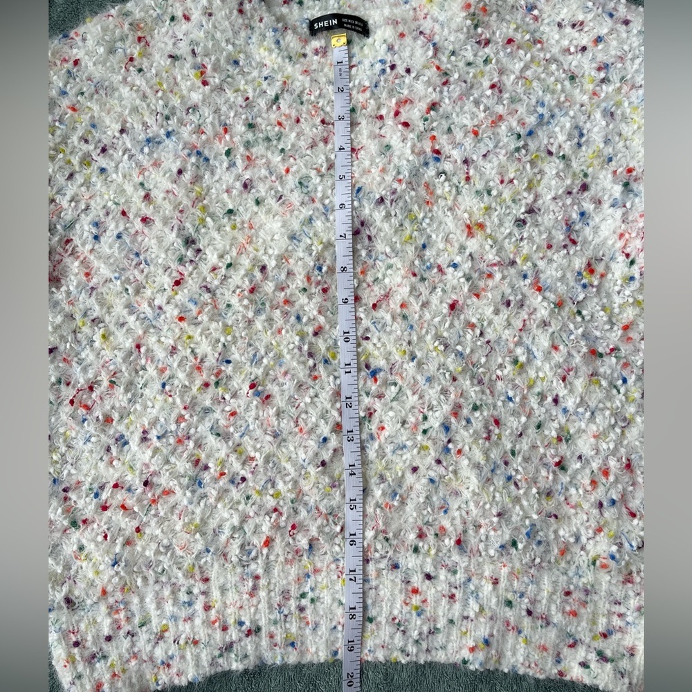 SHEIN Rainbow Color Speckled Fuzzy Crew Neck Long Sleeve Sweater - Size Medium - Picture 8 of 9